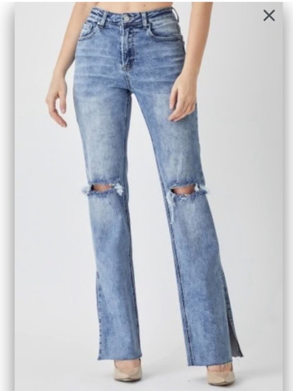 RISEN Women's‎ EUC Raw Hem Side Slit Wide Leg Distressed Jeans | Size 9/29